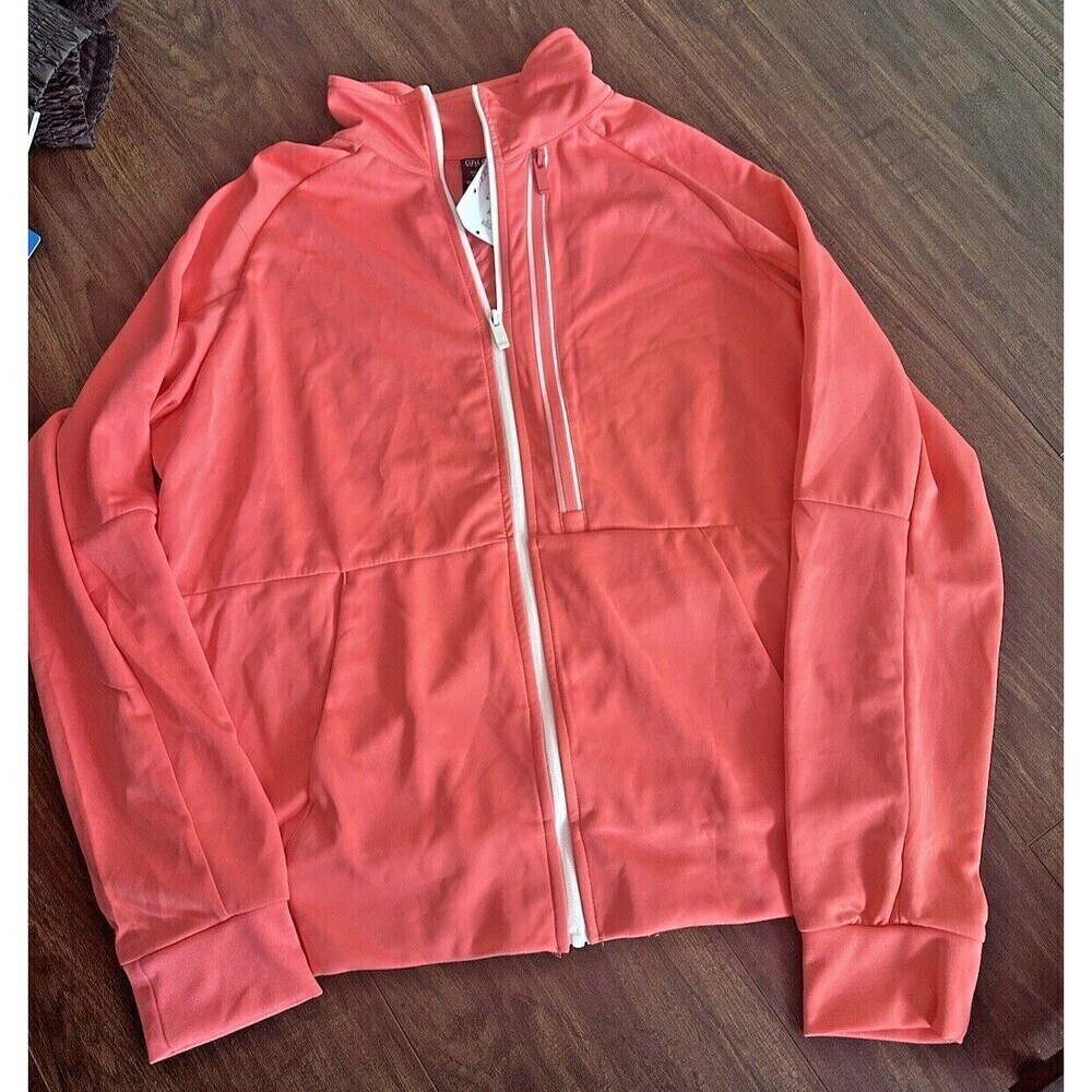 Galaxy By Harvic Women's Polar Fleece Full Zip Sweatshirt Top Peach Size L
